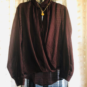 SOLD! NY&C Mock Neck Blouse Holiday Top L